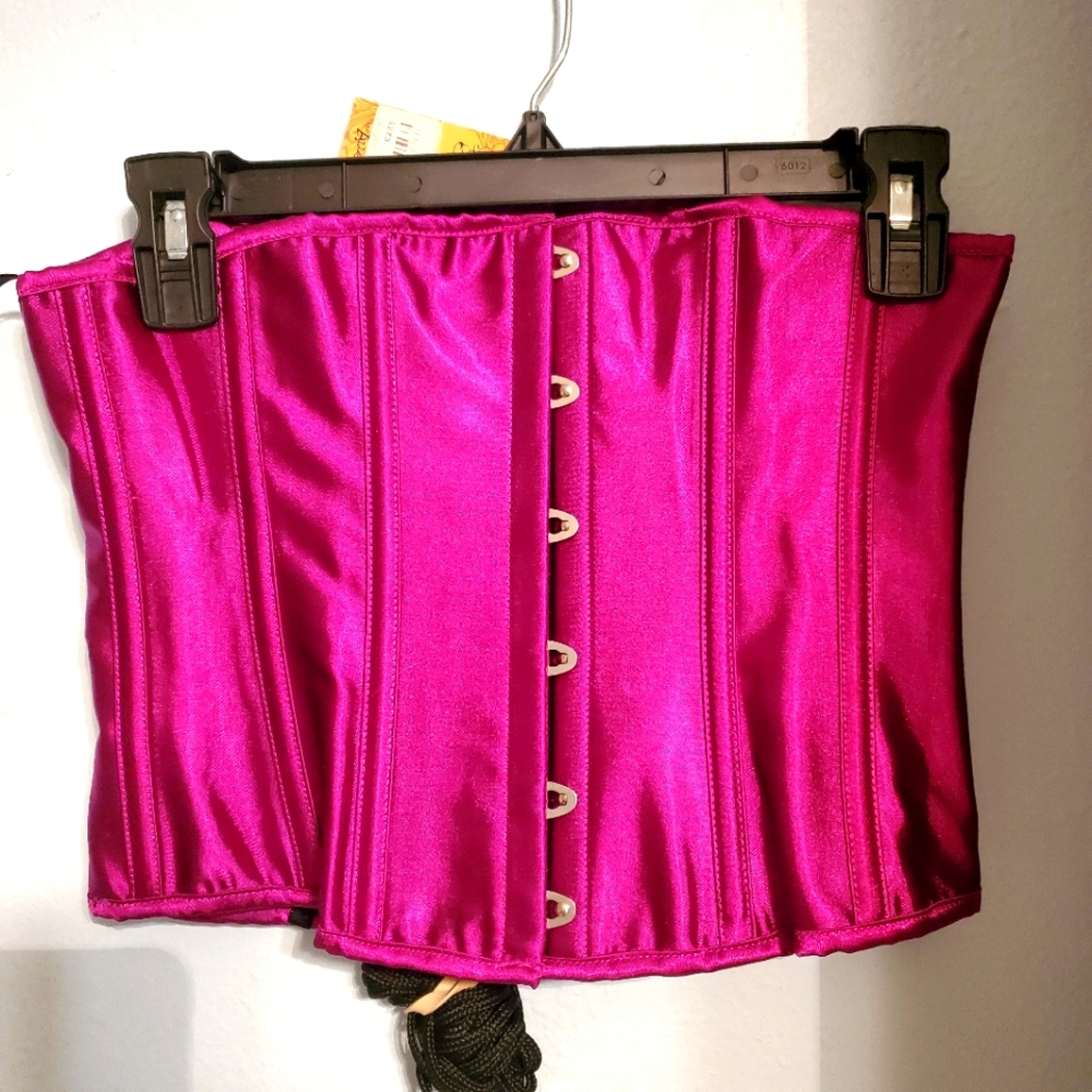 Maroon satin corset, size L